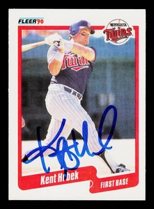 Kent Hrbek Autograph 1990 Fleer #378 Minnesota Twins baseball Card
