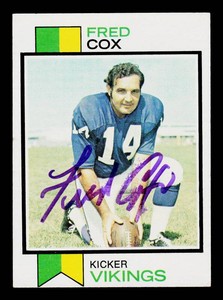 Fred Cox Autograph 1973 Topps #433 Vintage Minnesota Vikings Football Card