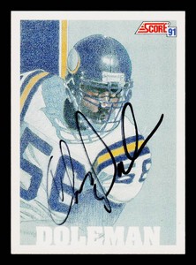 Chris Doleman Aotograph 1991 Score #647 Minnesota Vikings Football Card