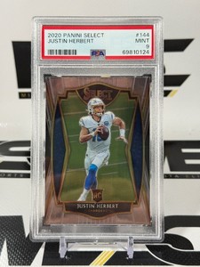Justin Herbert RC PSA9 Mint Graded Slab 2020 Select #144 Rookie Football Card