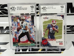2 BGGG 10 Mint Graded Football Rookie Cards - Aaron Brooks, CJ Spiller