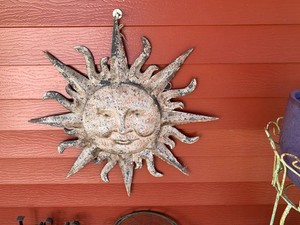 Metal items with pottery planter