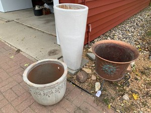 Pottery and metal planters
