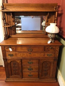 Spoon carved buffetcabinet with mirror