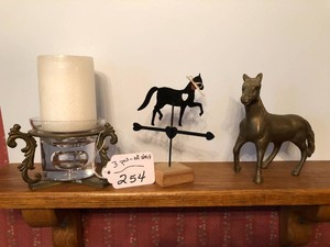 Brass horse and candle holder DOES NOT include the shelf