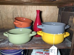 Vase and handled soup bowlsramekins