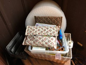 Desk supplies, greeting cards, packing material