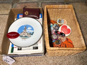 Platte and directory books, local event buttons and other advertising