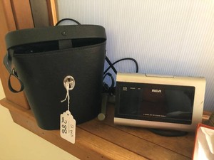 RCA radio and binoculars