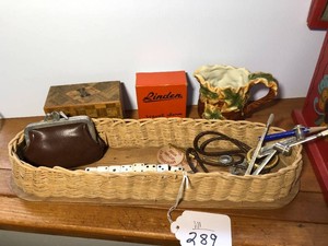 Dice, tokens, travel alarm and coins