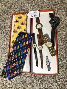 Mens and womens watches, ties