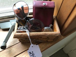 I-GOGs sunglasses, pocket knives, Andre Rivalle 17 jewels pocket watch with hunting dog scene