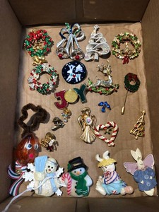 Christmas brooches and other jewelry