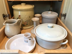 Pottery items all on shelf