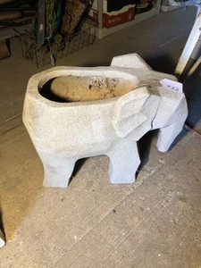 Heavy resin stone-like elephant planter