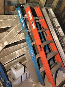 Orange and blue ladders, both 6ft