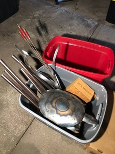 Yard art 2 totes of