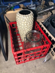 Tall seashell like vase, clear glass vase with handle
