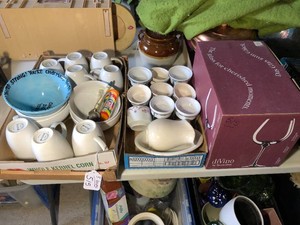 Porcelain mugs, bowls, stemware all 3 boxes