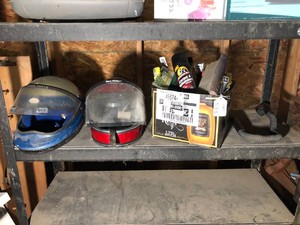 Polaris and Snow Rider helmet, car washing items