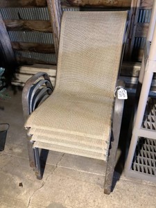 Stackable lawn chairs, plastic shelf