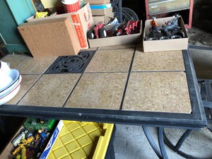 Metal patio table with 4 chairs