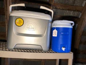 Igloo electric cooler, Rubbermaid beverage dispenser