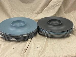 PLT - 16 Assorted Blue-Gray Dip and Sides Platters