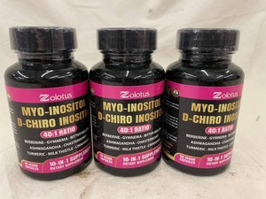 ND 1 - Zolotus Myo-Inositol D-chiro Inositol 90-Capsule Bottles (Lot of 3)