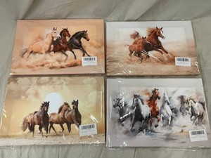 NY 3 - Running Horses Canvas Wall Art Set 8 X 12 in (Lot of 4)