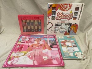 YEM - Mixed Lot Beads, Nail Polish, Barbie Calendar & Sticker Book