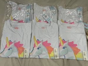 D 3 - Cat & Jack Girls Unicorn T-shirts Size XL (14) (Lot of 6)