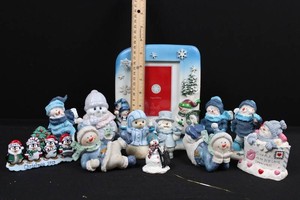 Christmas Snowman & Penguin Figurine Mixed Lot