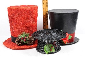 Assorted Holiday Decorative Top Hats (Lot of 3)