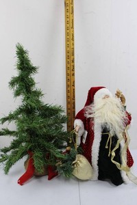 Christmas Decor Mixed Lot - Tidings Santa & Artificial Tree