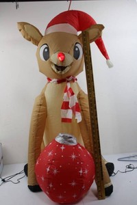 Inflatable Christmas Reindeer With Santa Hat and Scarf 42H