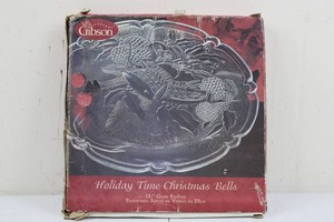 Gibson Holiday Time Christmas Bells 13-Inch Glass Serving Platter