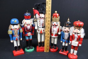 Painted Wooden Nutcracker Figure Assortment (Lot of 6)