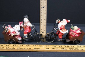 Christmas Santa & Snowman Bicycle Cart Decoration - 6 W X 5 H