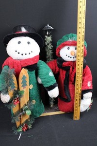 Christmas Snowman Decor Display With Sled (Lot of 2) 24H