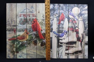 Greg Giordano Winter Bird Wood Wall Art (Lot of 2) 19H