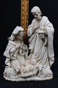 Nativity Scene Figurine With Mary, Joseph, Jesus, Donkey & Sheep 14"H x 10"L