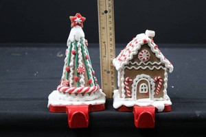 Gingerbread Christmas Tree & House Stocking Holders (Lot of 2)