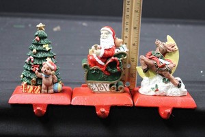 Christmas Figurine Stocking Holders - Tree, Santa & Reindeer (Lot of 3) 4H