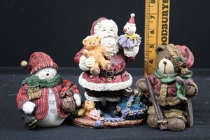 Christmas Santa, Snowman & Teddy Bear Figurines