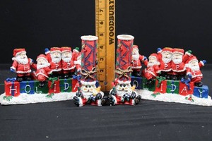 Santa Holiday Candle Holders With HOLIDAY Bases (Lot of 2)