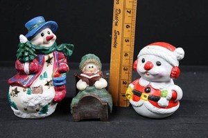 Christmas Snowman, Santa & Sled Figurines Mixed Lot (Lot of 3)