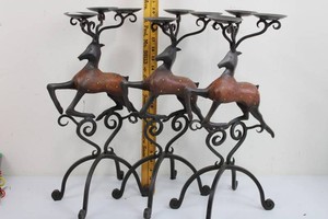 Decorative Deer Metal Candle Holders (Lot of 3)