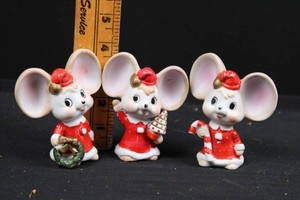 Christmas Mouse Figurines With Holiday Accessories (Lot of 3)
