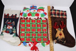 Christmas Stockings & Advent Calendar Mixed Lot - 3 Pieces